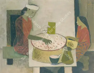 K.K. Hebbar (Artist), Mother and Child, 1952, Painting