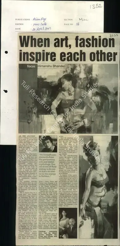 Himanshu Bhandari (Reporter), When Art, Fashion Inspire each other, 2009, Newspaper Clipping