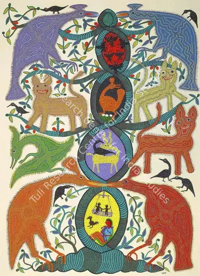 Bhuri&nbsp;Bai (Artist), Ped aur Jungle Jivan, 2021, Painting