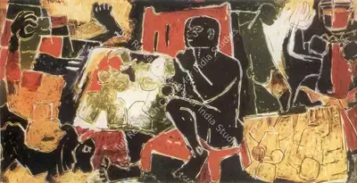 Husain, M. F. (Artist). Man. Oil on canvas, 1950 | Maqbool Fida Husain, 2008 | Painting | FineArts | 00495166