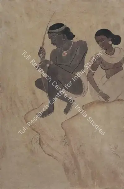 A.K. Haldar (Artist), Adivasi, 1930, Painting