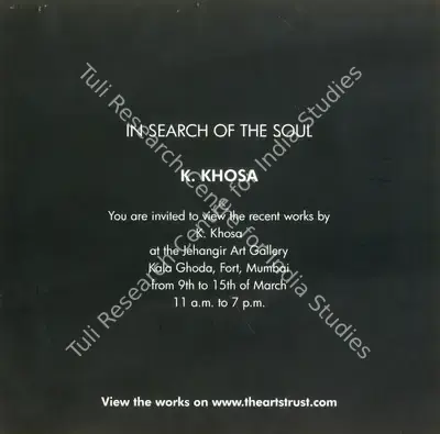K. Khosa (Artist), The Works of K. Khosa's, Solo Exhibition Invitation