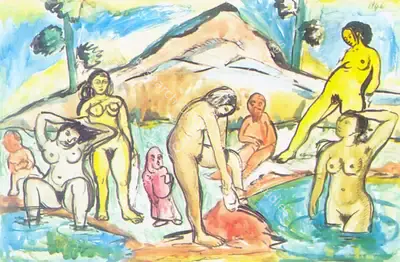 F.N. Souza (Artist), Bathers, 1946, Painting