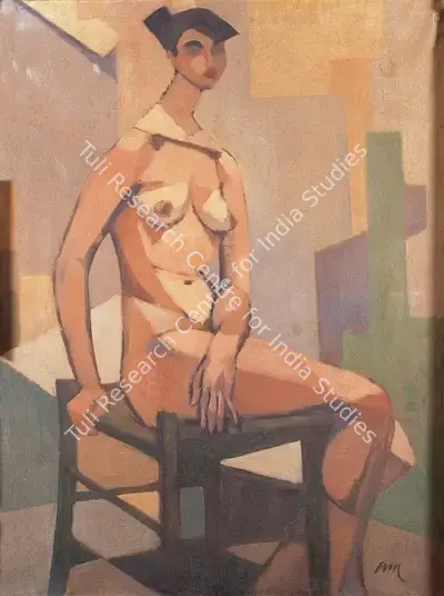 Adinath Mukherjee (Artist), Cubist Study of Nude, 1958, Painting