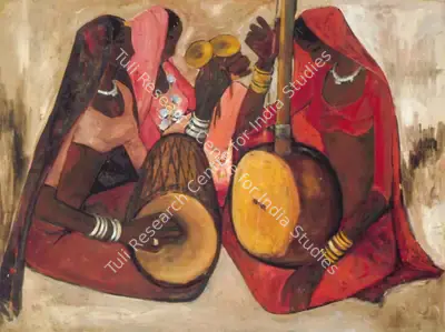 B. Prabha (Artist), Three Musicians, 1966, Painting