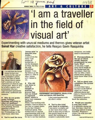 Magan Gavin (writer), I am a Traveller in The Field of Visual Art', 2006, Newspaper clipping
