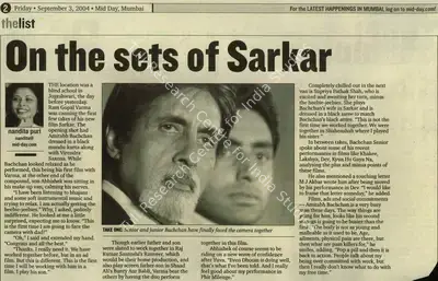 Nandita Puri (Reporter), On The Sets of Sarkar, 2004, Newspaper Clipping