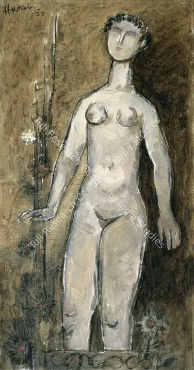 M.F. Husain (Artist), Untitled (Girl), 1953, Painting