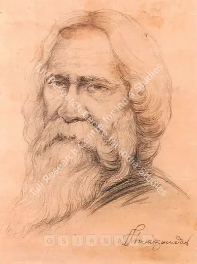 Hemendranath Mazumdar (Artist), Portrait Of Rabindranath Tagore, Drawing