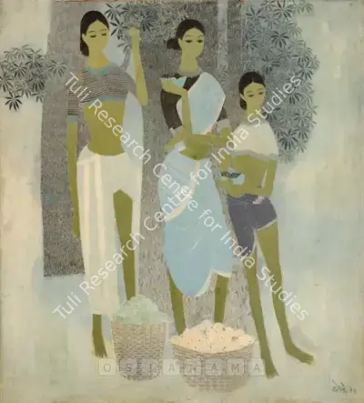 N.S. Bendre (Artist), Village Scene, 1975, Painting