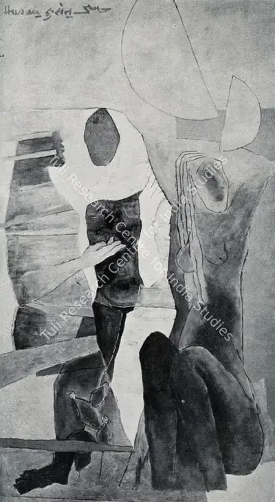 M.F. Husain (Artist), Cage 1, 1974, Painting