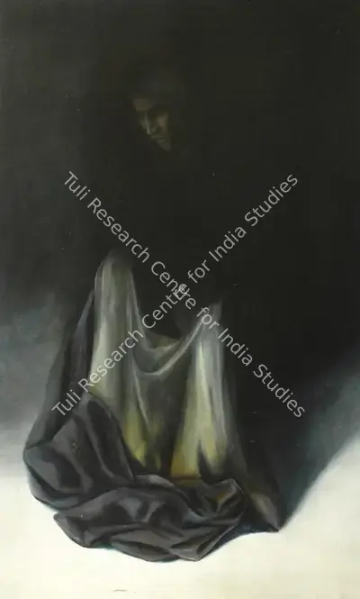 Jehangir Jani (Artist), Lady In Blue, 1993, Painting