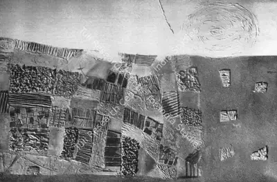 Jyoti Bhatt (Artist), Dark Landscape, 1963, Collage