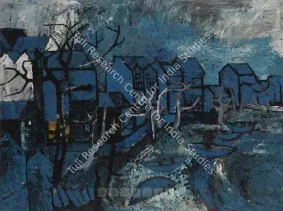 Avinash Chandra (Artist), Blue Landscape, 1958, Painting