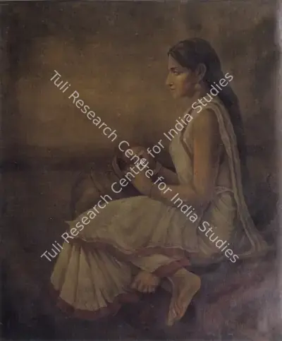 Bhavani Charan Law (Artist), Seated Young Women With A Water Pot, Painting