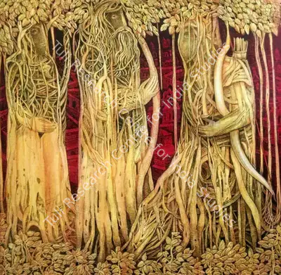 Ompal Sansanwal (Artist), Bhishma with Arjun, 2016, Painting