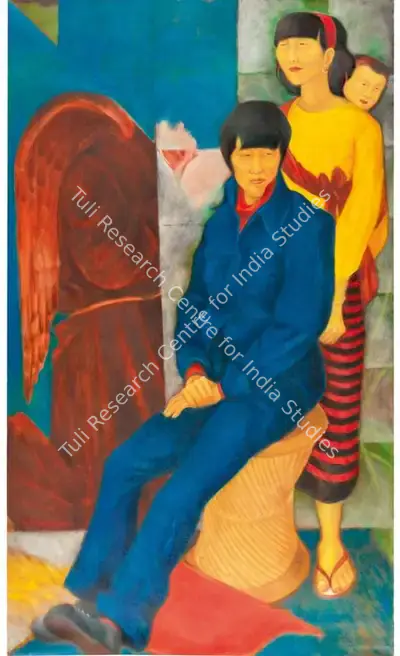 A. Ramachandran (Artist), Portrait of Naga Family, 1984, Painting