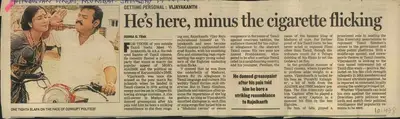 Sudha G. Tilak (Reporter), He's here,Minus the Cigarette Flicking, 2005, Newspaper Clipping