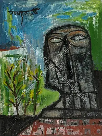 F.N. Souza (Artist), Head In A Landscape, 1956, Painting