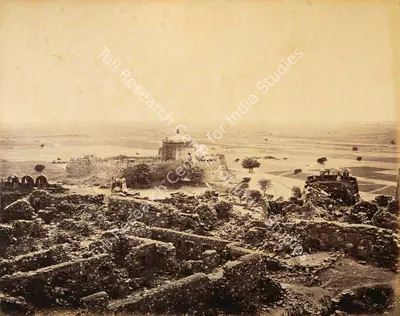Samuel Bourne (Photographer), Tomb of the Emperor Togluk - Ruins of the Fort in the foreground, 1865, Antiquarian Photograph