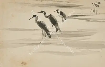 Nandalal Bose (Artist), Untitled (Storks), 1949, Drawing