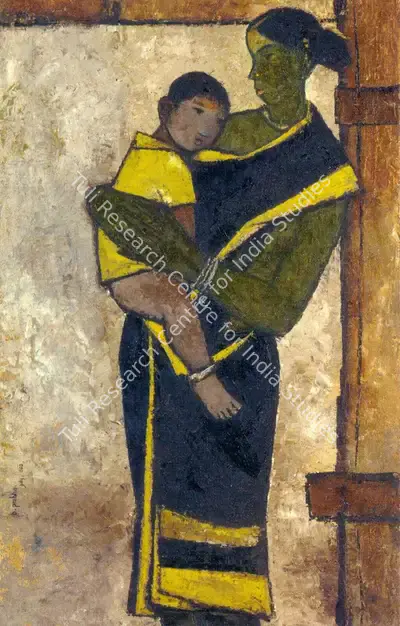 B. Prabha (Artist), Mother And Child, 1960, Painting