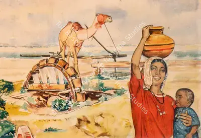 Anna Molka Ahmed (Artist), A Sindhi Woman And Child Near Thatta, Painting