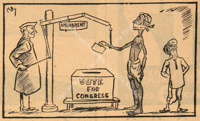 Basu Chatterjee (Cartoonist), Vote for Congress, 1951, Cartoons
