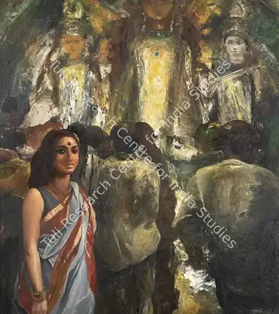 Bhattacharjee, Bikash (Artist). Durga, 1988 | Painting, AG.Mum/26.09.24, 2024 · Asta Guru