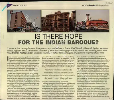 Chitra Padmanabhan (Reporter), Is there Hope For The Indian Baroque, 2005, Newspaper Clipping