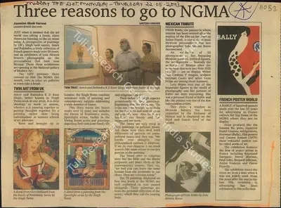 Jasmine Shah Varma (Reporter), Three Reasons to go to NGMA, 2003, Newspaper Clipping