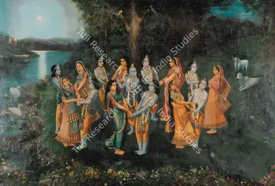 Vasudeo Pandya (Artist), Krishna Lila (Ras Kreeda), 1925, Painting