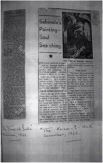 Gieve Patel (Writer), Sabavala's new direction, 1966, Newspaper Clipping