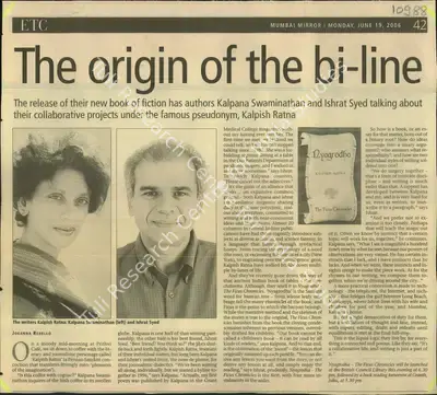 Kalpish Ratna (Reporter), The Origin of The Bi-Line, 2006, Newspaper Clipping