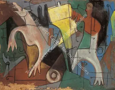 Sunil Das (Artist), Cubist Study, 1958, Painting