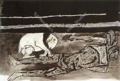 Husain, M. F. (Artist). Cyclonic Silence-I. Ink and wash on paper, 1977 | Maqbool Fida Husain, 2008 | Painting | FineArts | 00495195