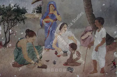 Pran Pal (Artist), Village Scene, Painting