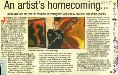 An Artist's homecoming…, 2007, Newspaper Clipping