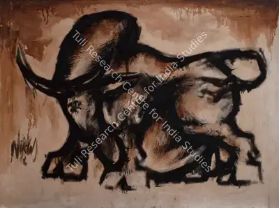Biswas, Nikhil (Artist). Bull, 1960-1966 | Painting, Os.Mum/31.01.07, 2007 · Osian's