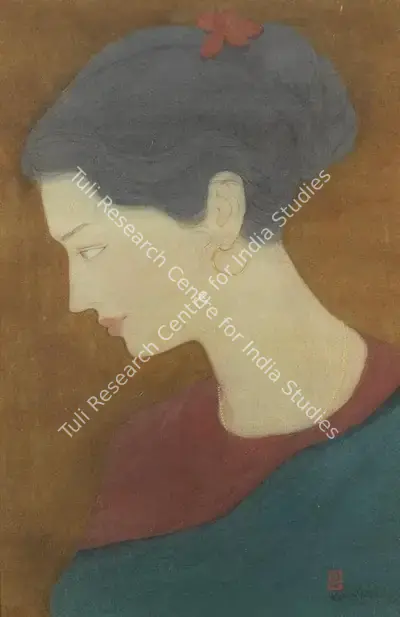 Sushil Muzumdar (Artist), Portrait of an Indian Lady, 1962, Painting