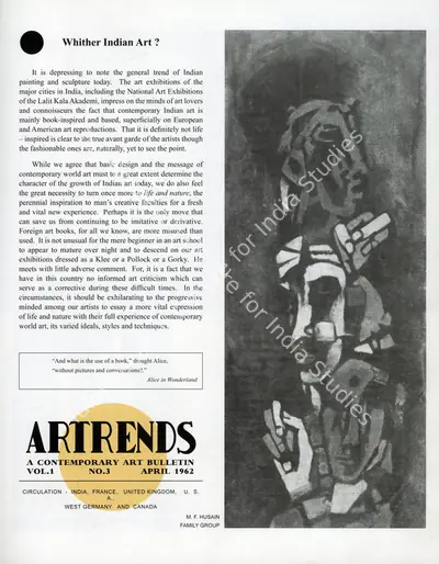 Janakiram, P.V. (Editor). Artrends - A Contemporary Art Bulletin. 1(3). Madras: Progressive Painters, April 1962 | Bulletin | FineArts | 00842083