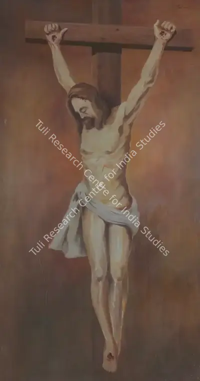 Trindade, A.X. (Artist). Crucifixion. Oil on canvas pasted on board, 1925 | Painting | FineArts | 00332017