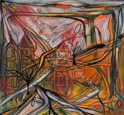 Lance Ribeiro (Artist), Landscape with Two Trees, 1966, Painting