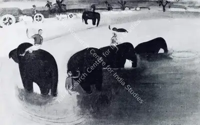 Amrita Sher-Gil (Artist), Elephants in the Green Pool, 1938, Painting