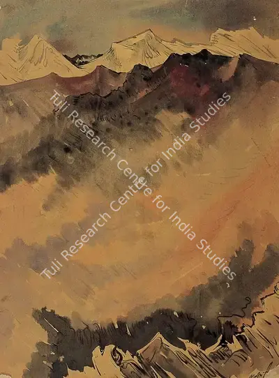 Gopal Ghose (Artist), Mountainscape, 1955, Painting