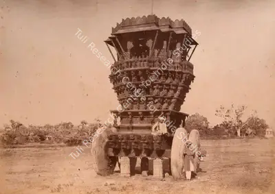 Colonel Thomas Biggs (Photographer), Bunshunkuree, Idol car with Stone Wheel, 1866, Antiquarian Photograph