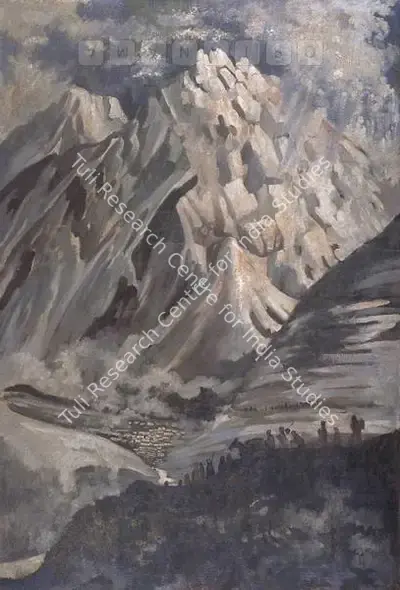Chakravorty, Ramendranath (Artist). Holy Badrinath. Oil on board, late 1940s | Painting | FineArts | 00376640