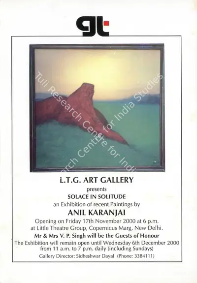 Anil Karanjai (Artist), Solace in Solitude, 2000, Solo Exhibition Invitation