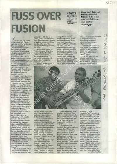Mamta Upadhyaya (Reporter), Fuss over Fusion, 2006, Newspaper Clipping
