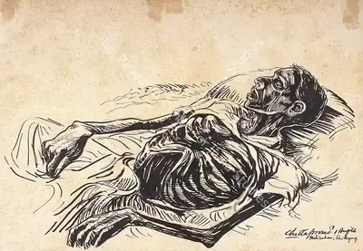 Chittaprosad (Artist). Bengal Famine Series-Halishar Chittagong. Pen and ink, 1944 | Painting | FineArts | 00371571